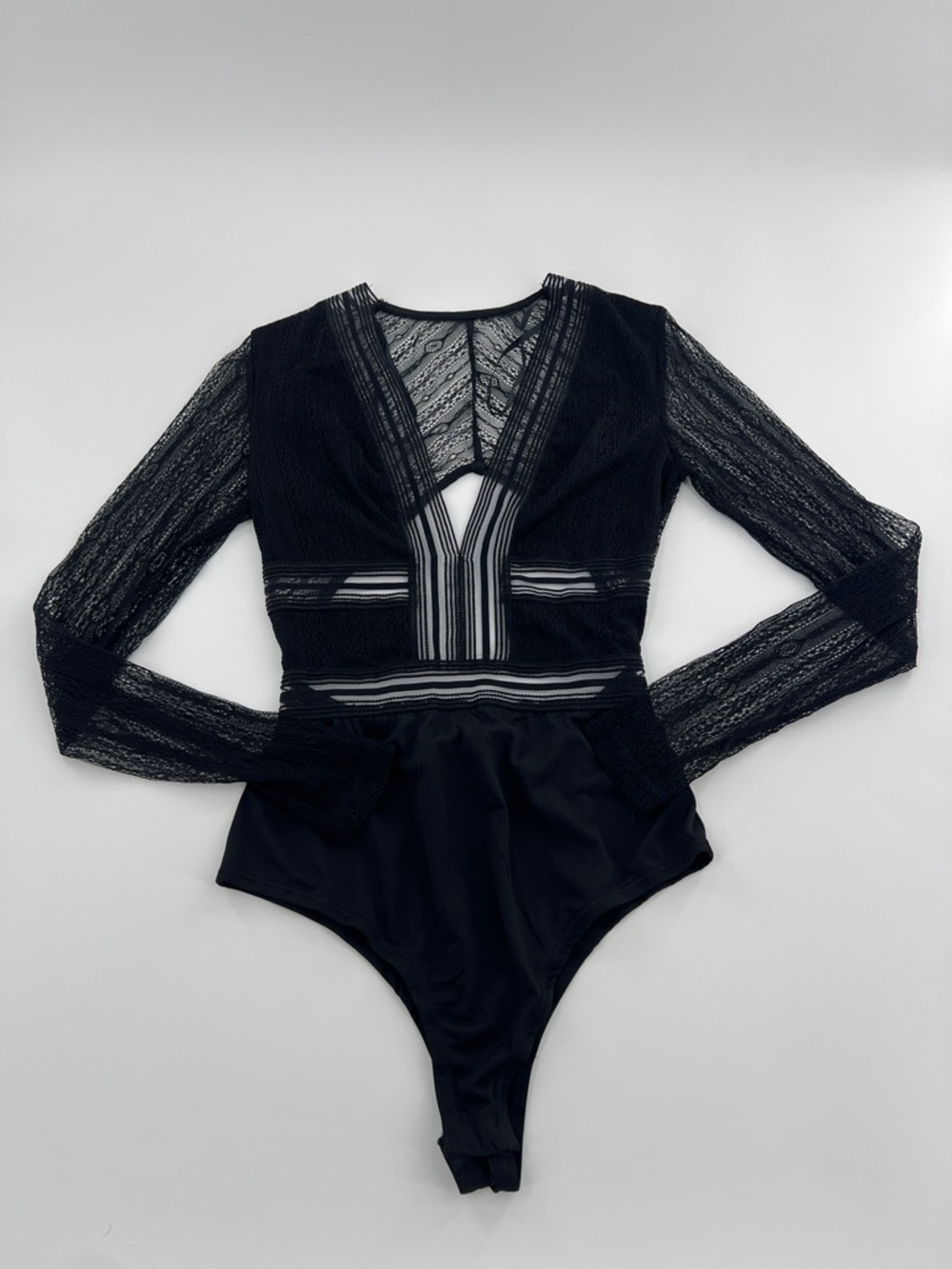 Lulus Casita Black Sheer Lace Long Sleeve Bodysuit XS - Picture 6 of 12